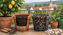 Zitronenbaum im Topf: wann Steine helfen und wann sie Staunässe fördern